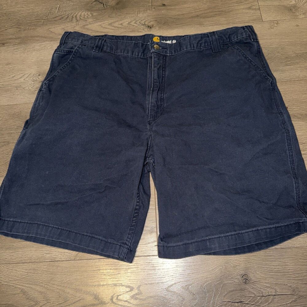 Carhartt Man’s Navy Blue Relaxed Fit Woven Shorts Mens Size 42 Side Pocket